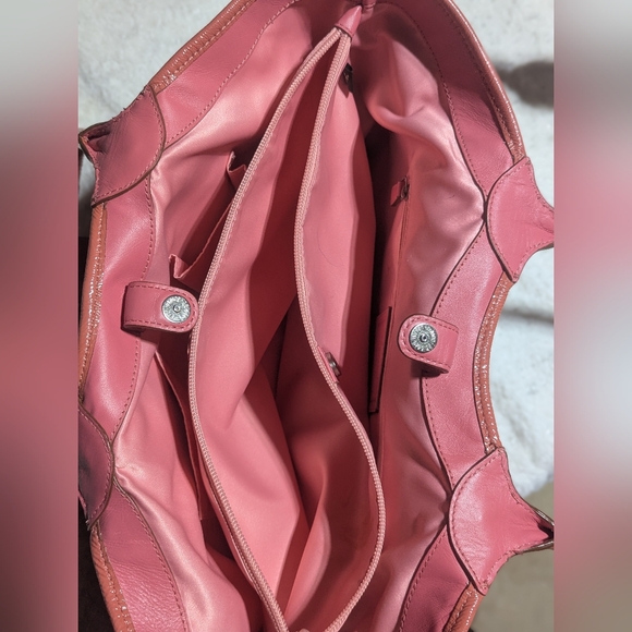 Coach Signature Floral Applique Tote Tan Pink Canvas Leather Bag - Picture 5 of 15